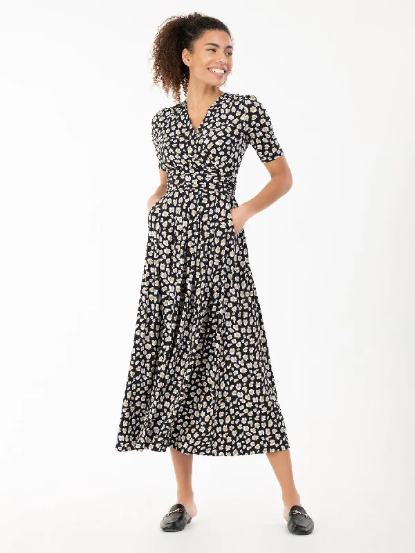 Jolie Moi Jenny Animal Print Jersey Maxi Dress, Black Animal