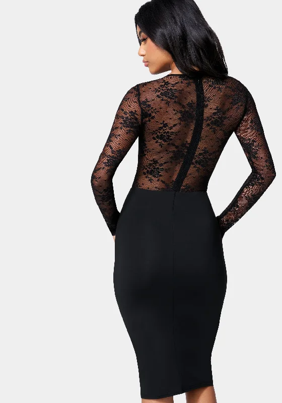 Lace Inset Midi Dress