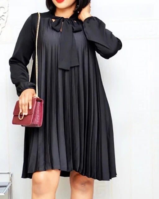 Amy Fashion - Long Lantern Sleeves Knee Length Fashion Dresses