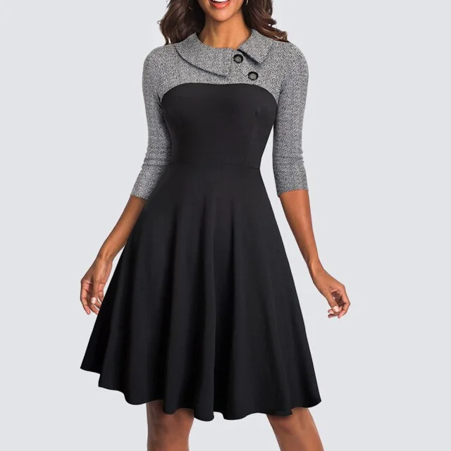 Amy Fashion - Swing Skater Work Office Casual Dress