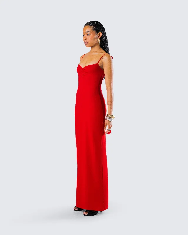 Cordelia Red Rosette Maxi Dress