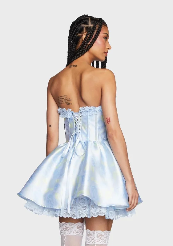 Forever Fancy Corset Dress - Blue Floral