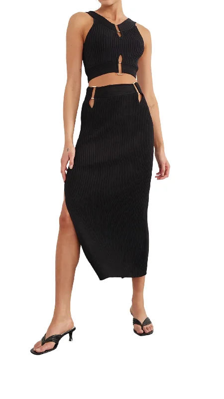 Bond Knit Midi Skirt In Noir