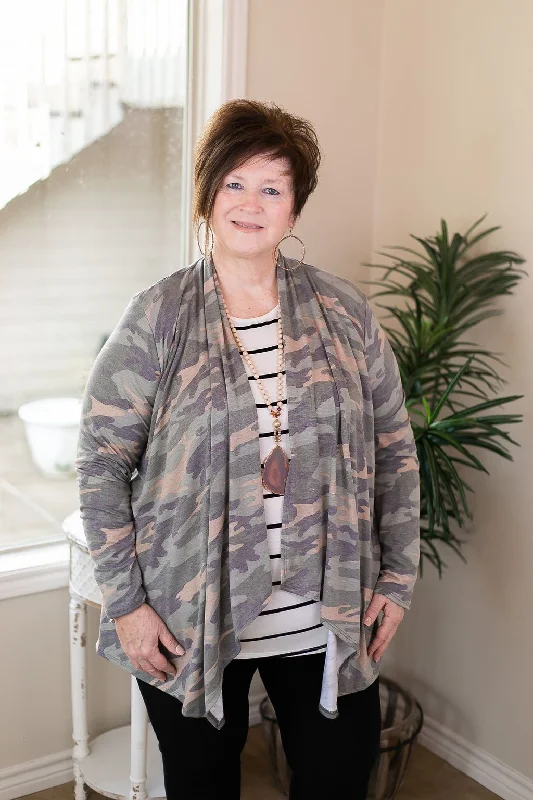 Last Chance Size Small & Med. | Under Cover Long Sleeve Cardigan in Camouflage