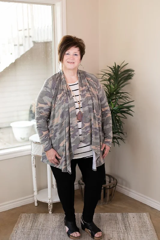 Last Chance Size Small & Med. | Under Cover Long Sleeve Cardigan in Camouflage