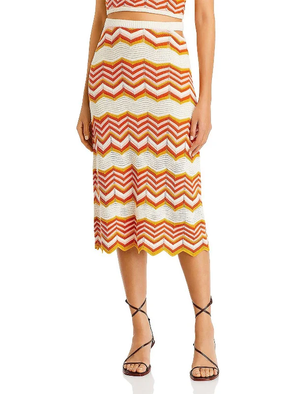 Cut It Out Womens Ribbed A-Line Midi Skirt