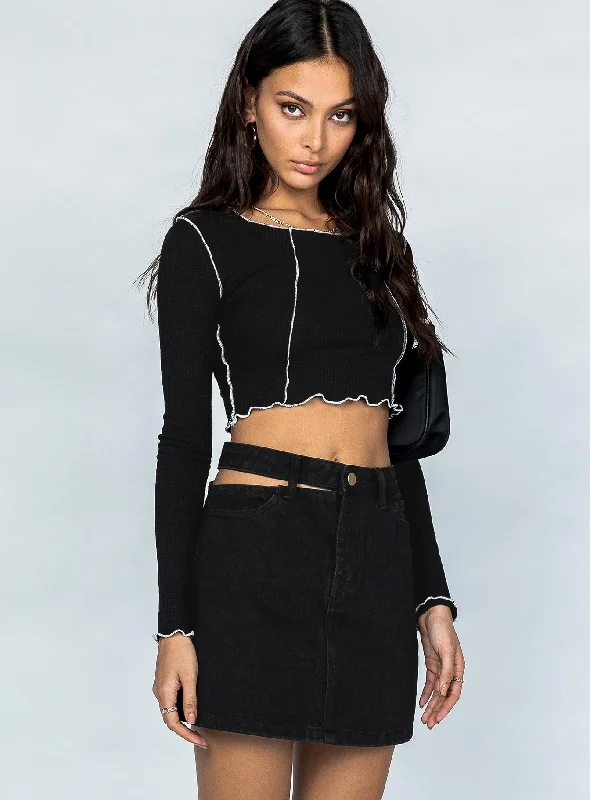 Demi Denim Mini Skirt Black