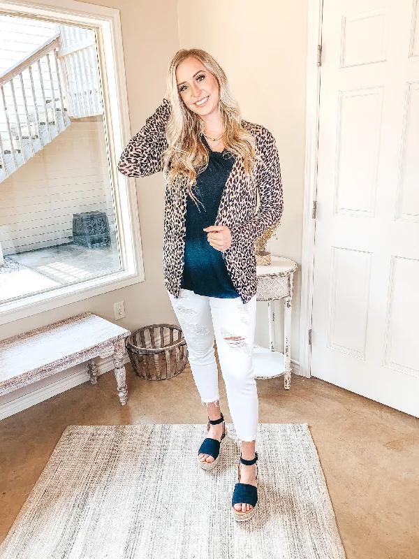 Coffee Dates Button Up Sweater Cardigan in Leopard