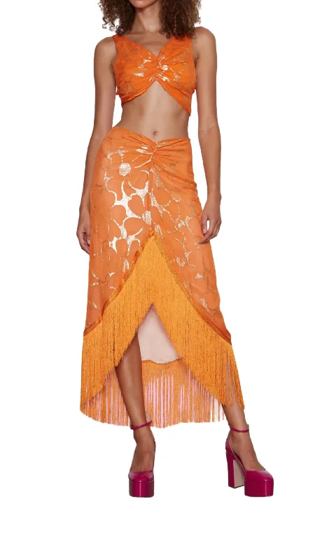 Nina Skirt In Orange Metallic