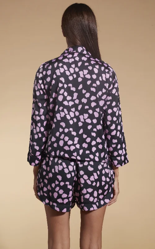 Oona Shortie PJ Set In Pink On Black Cloud