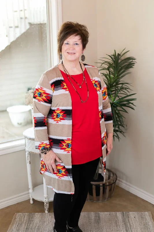 All Eyes On You Aztec Print Cardigan in Tan and Black