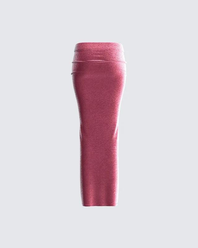 Ayla Pink Velvet Maxi Skirt