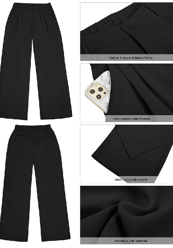 Black Women's High Waisted Wide Leg Business Work Pants