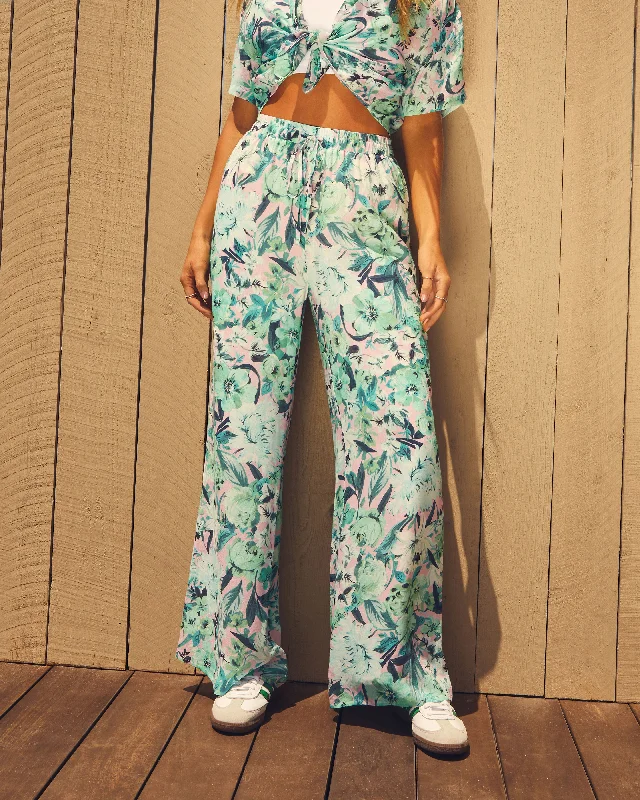 Clearwater Tropical Print Drawstring Wide Leg Pant