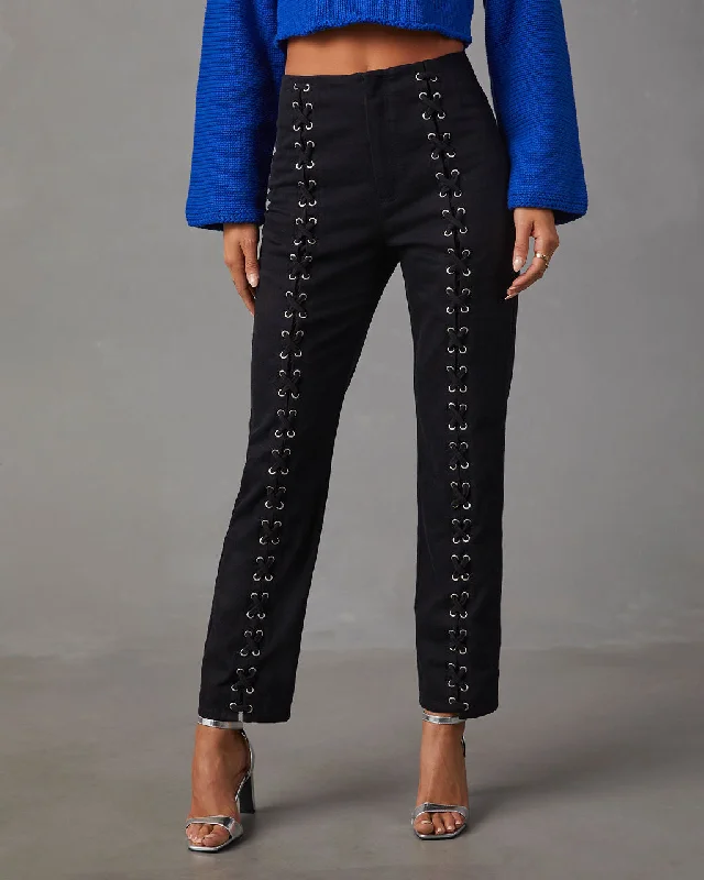 Nicolette Lace Up High Rise Pants