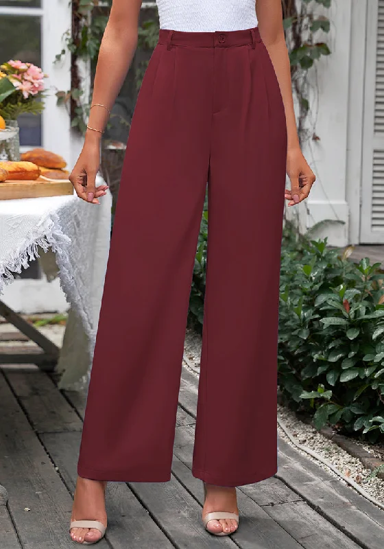 Rumba Red Women's High Waisted Wide Leg Business Work Pants