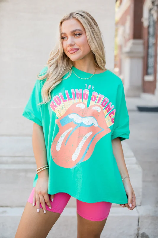 Rolling Stones Green Oversized Graphic Tee