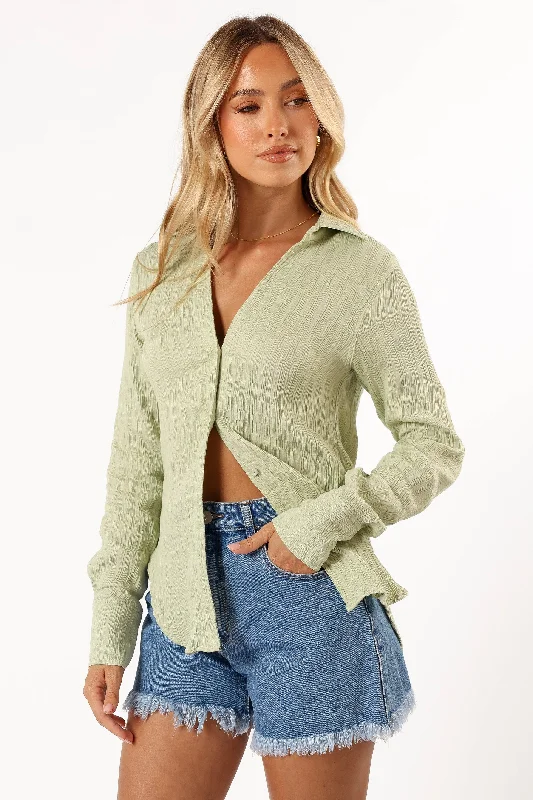 Allyse Button Down Top - Sage