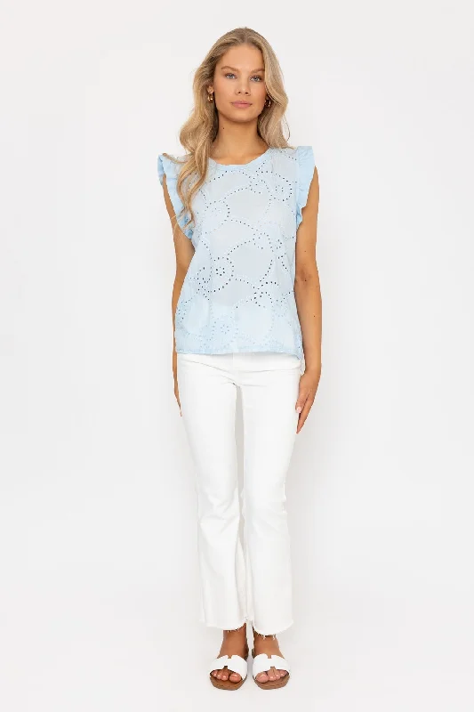 Anglaise Sleeveless T-Shirt in Blue