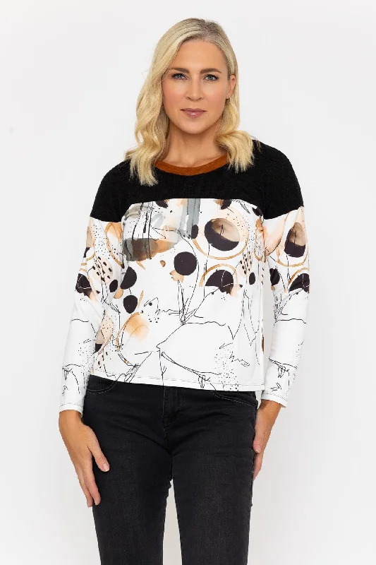 Black & Brown Sphere Print Long Sleeve Top