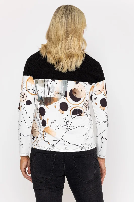 Black & Brown Sphere Print Long Sleeve Top