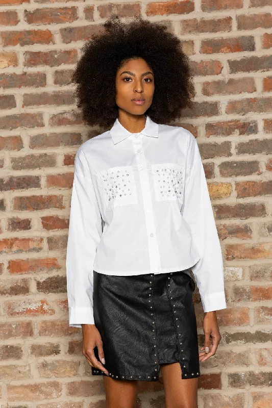 Embellished Short Shirt in White