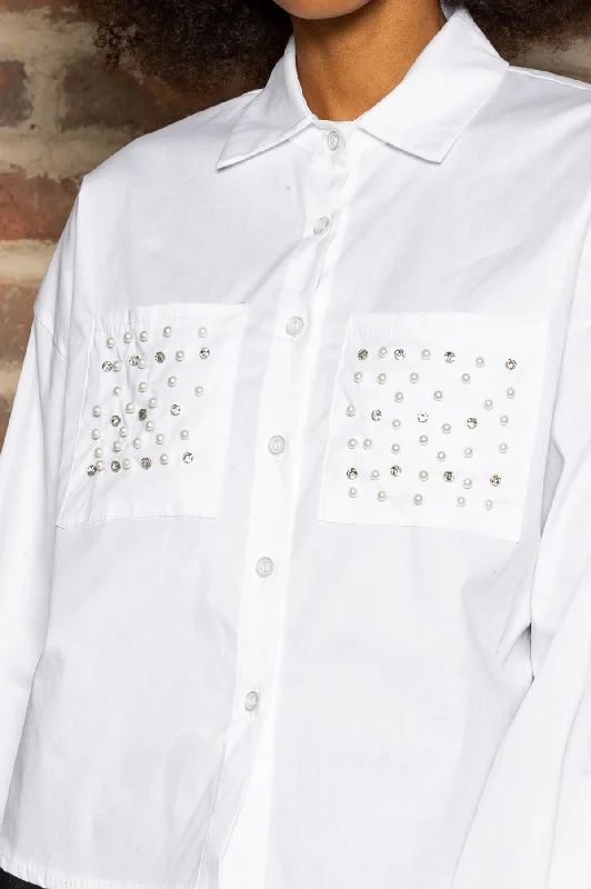 Embellished Short Shirt in White