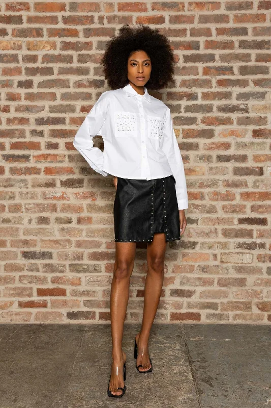 Embellished Short Shirt in White