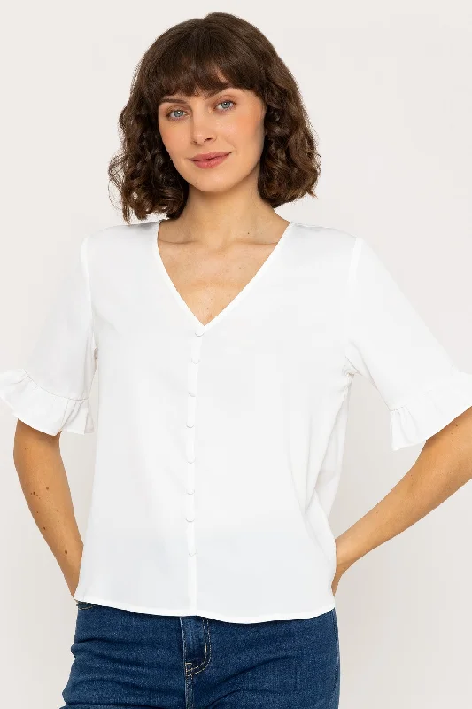 Ivory Button Short Sleeve Top