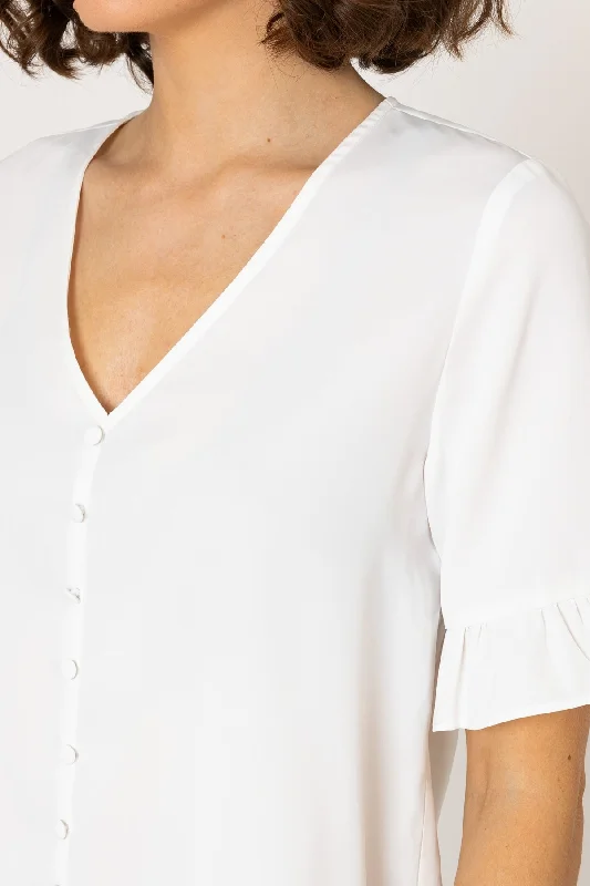 Ivory Button Short Sleeve Top