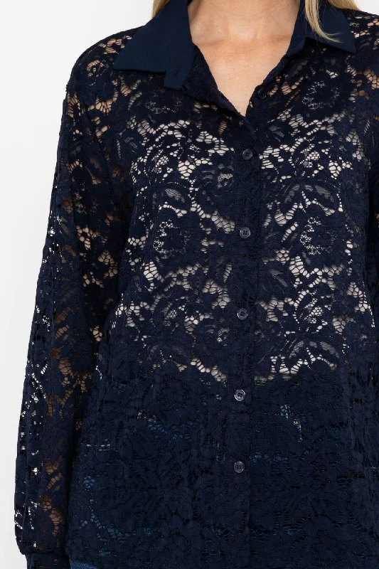 Lace Shirt in Navy