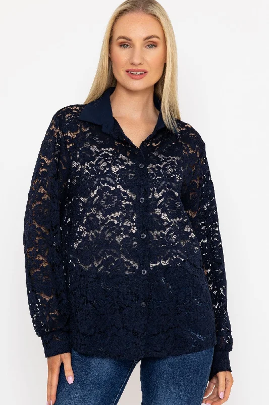 Lace Shirt in Navy