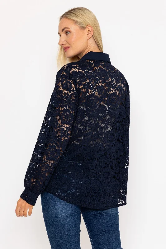 Lace Shirt in Navy