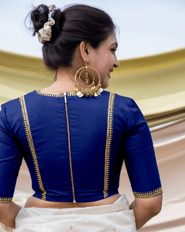 Zohra x Luxe | Cobalt Blue Saree Blouse w/ FlexiFit™ Side Seam