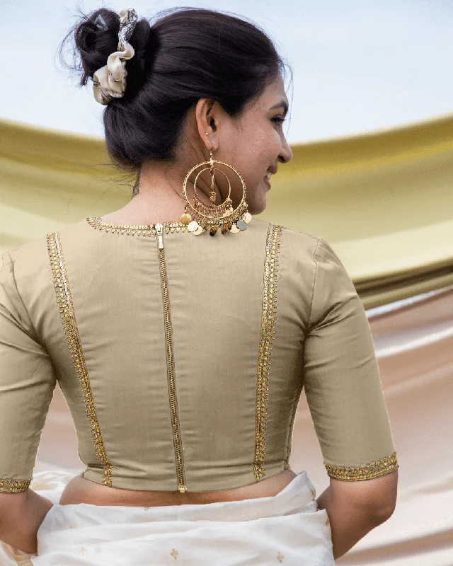 Zohra x Luxe | Cream Saree Blouse w/ FlexiFit™ Side Seam