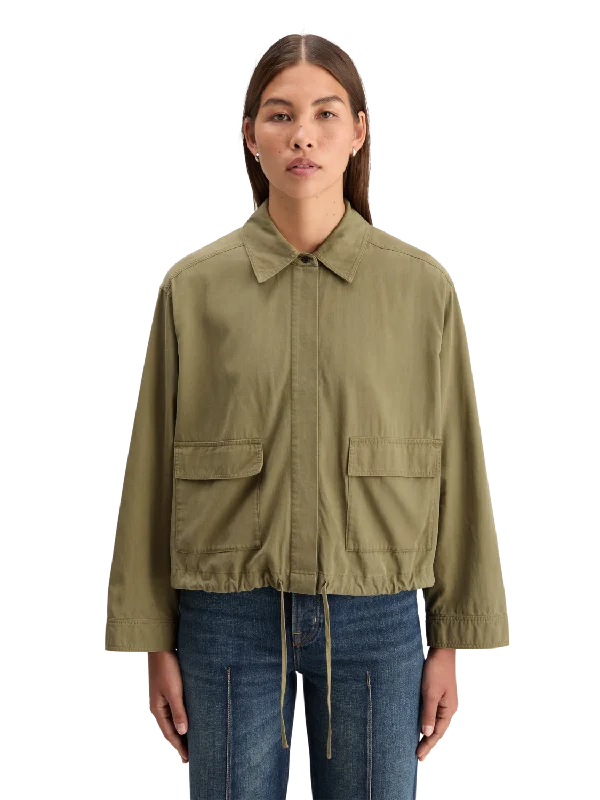 Washed Zip-Up Shirt Jacket