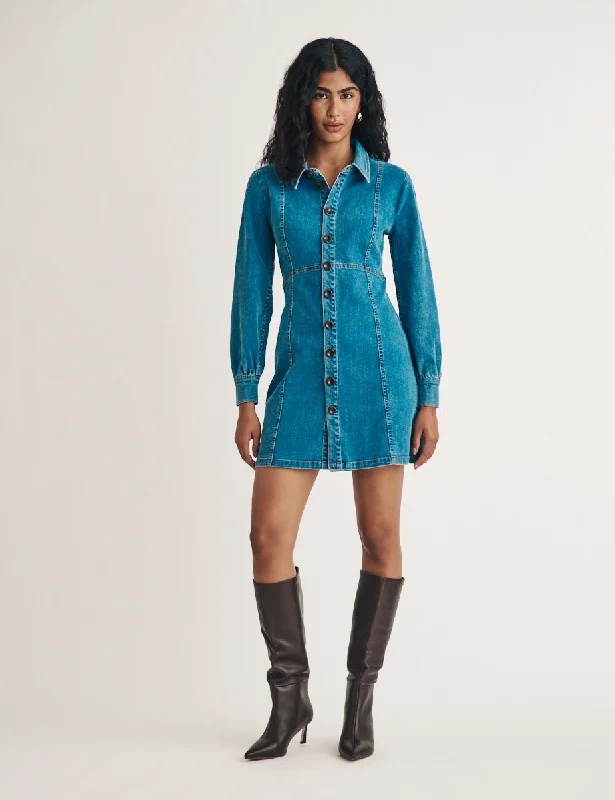 Denim Twill Long Sleeve Sinclair Mini Dress