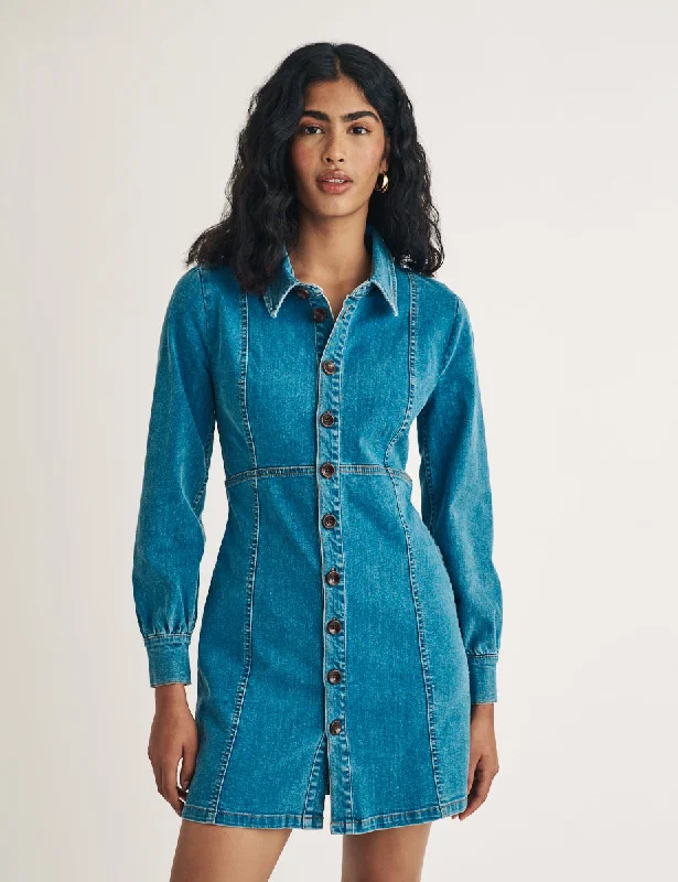 Denim Twill Long Sleeve Sinclair Mini Dress