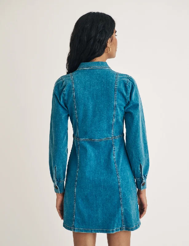 Denim Twill Long Sleeve Sinclair Mini Dress