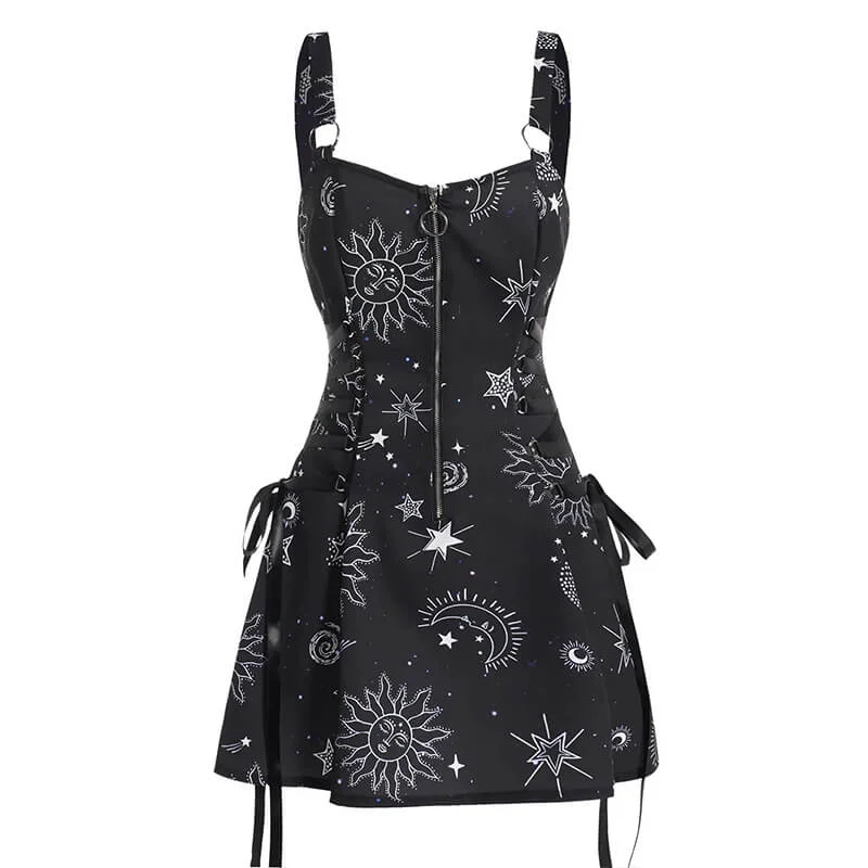 Gothic Strap Backless A-line Mini Dress