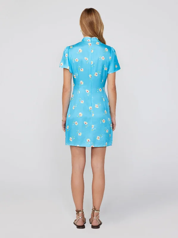 Harlow Blue Pansy Mini Dress