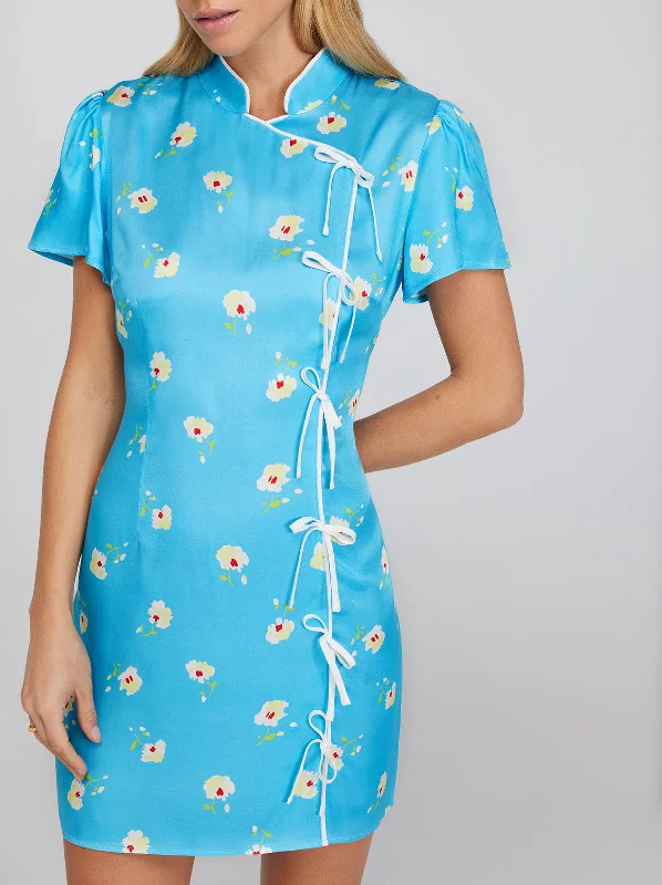 Harlow Blue Pansy Mini Dress