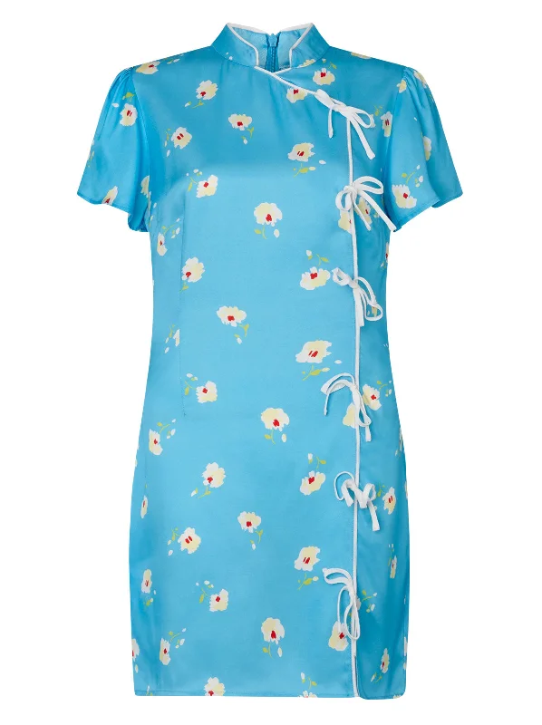 Harlow Blue Pansy Mini Dress