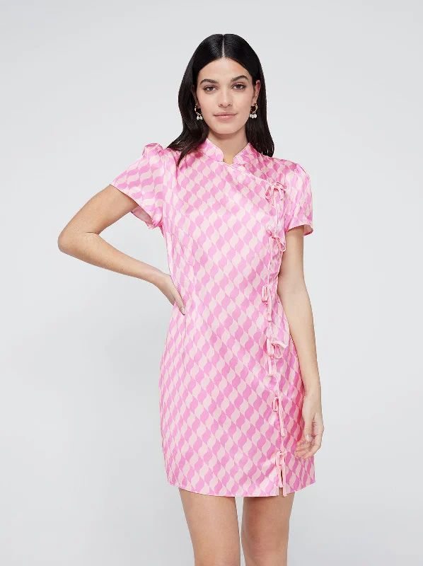 Harlow Pink Wavy Tile Mini Dress