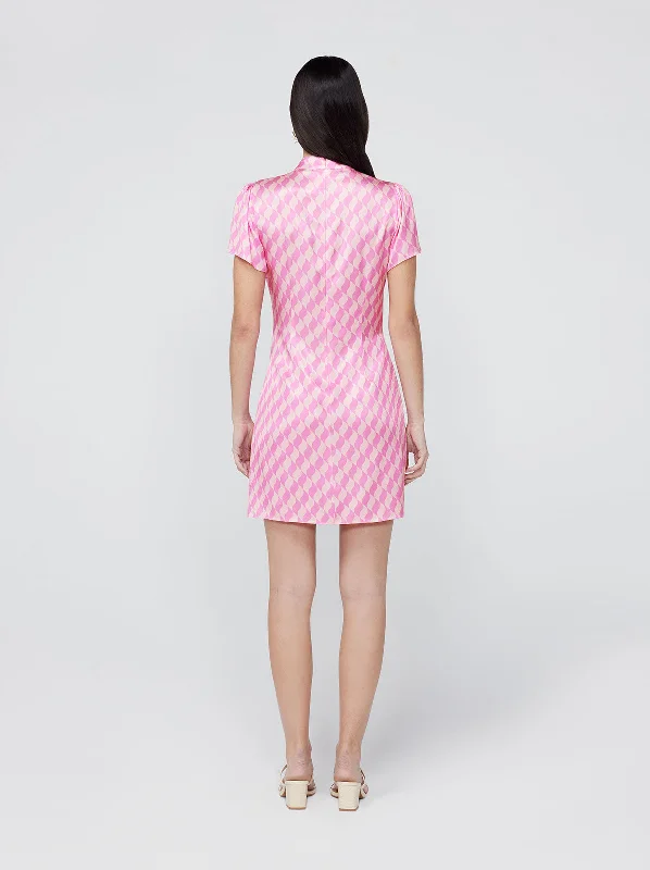 Harlow Pink Wavy Tile Mini Dress