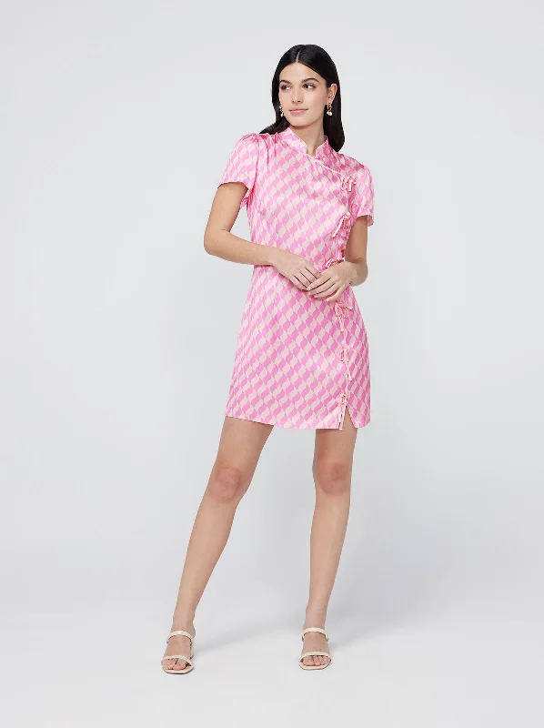 Harlow Pink Wavy Tile Mini Dress