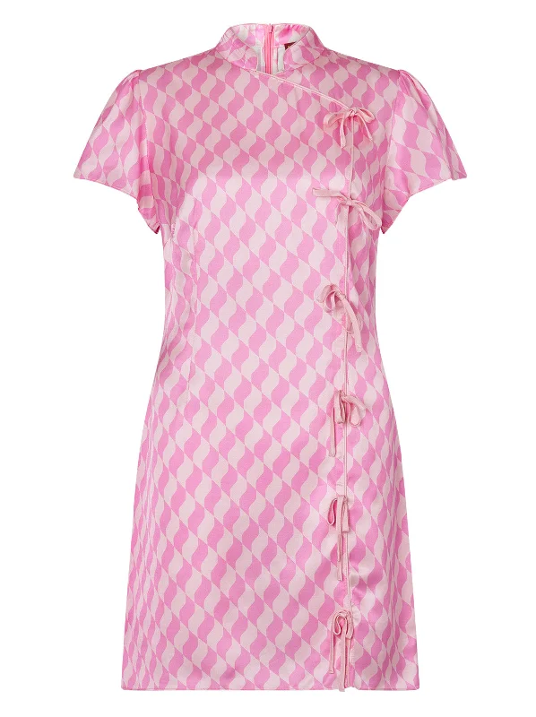 Harlow Pink Wavy Tile Mini Dress