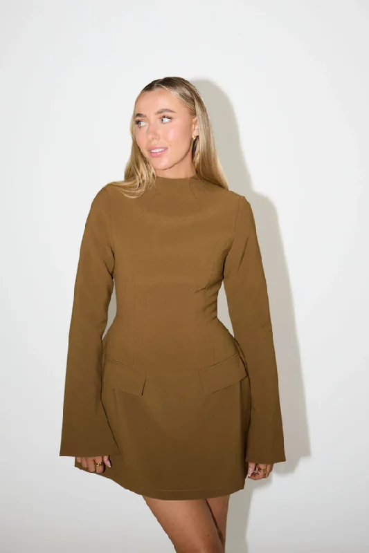 The Ultimate Muse Split Sleeve Mini Dress Olive