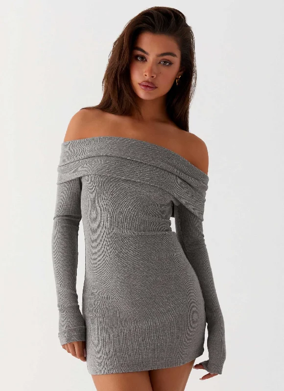 Tanzia Knit Mini Dress - Charcoal