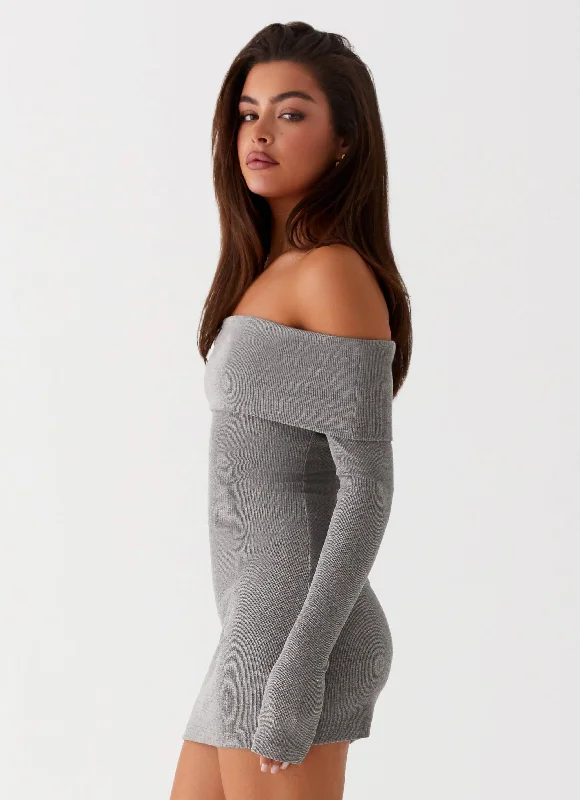 Tanzia Knit Mini Dress - Charcoal